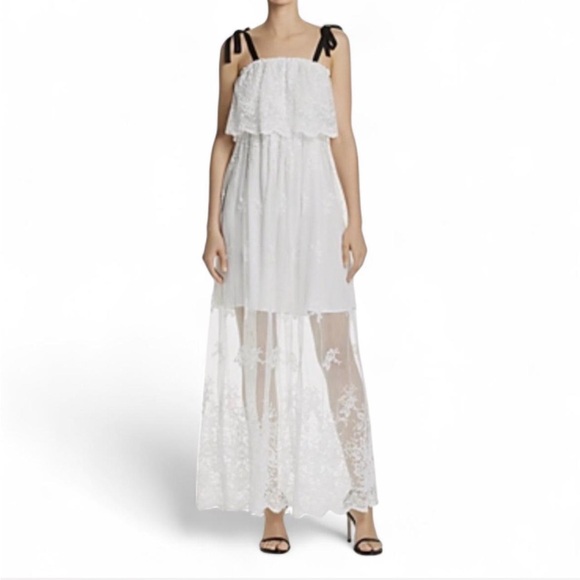 Aqua Dresses & Skirts - AQUA Embroidered Lace Maxi Dress Ivory Boho Romantic Size S
